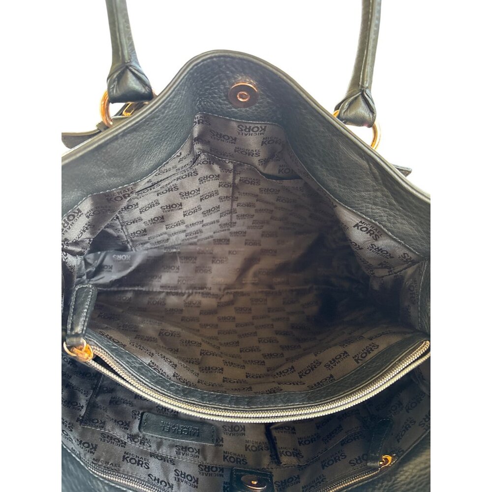 Michael Kors MK Hamilton Tote Handbag‎ Purse Black Pebbled Leather - Picture 12 of 15